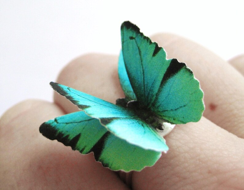 Butterfly Ring Colorful Jewelry Silver Statement Rings Etsy