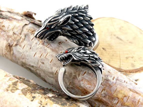 Wolf Ring Couples Rings Viking Gift for Men Women Teen wolf