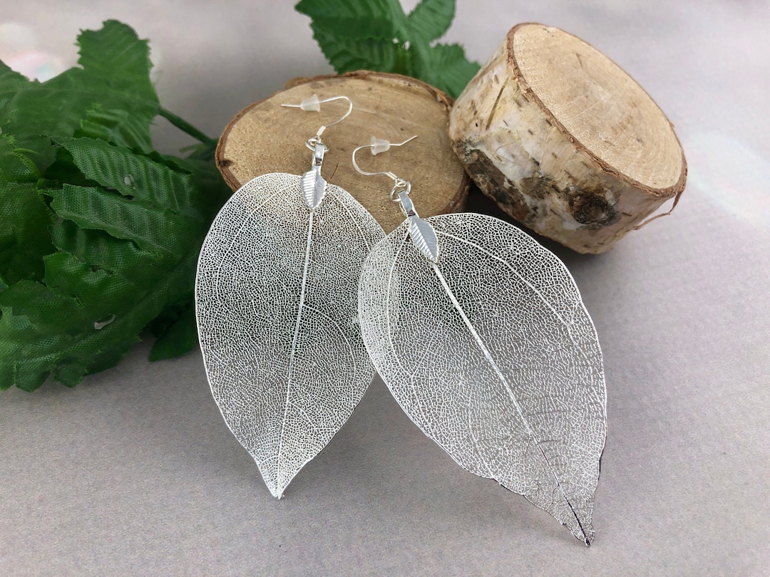Sterling Silver Real Leaf Earrings Botanical Statement Jewelry Etsy sterling-silver-real-leaf-earrings-botanical-statement-jewelry-etsy