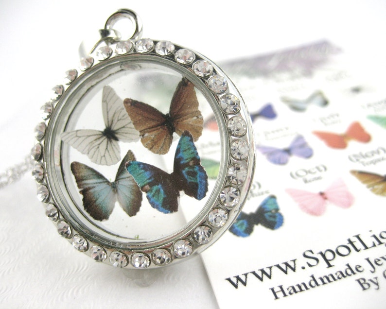 Floating Locket Necklace Four Best Friends Sterling Silver Mothers Necklace Birthstones Butterfly Jewelry 4 Best Friend Necklace