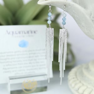 Aquamarine Earrings - Crystal Jewelry - Waterfall Earrings - Mindfulness Gift