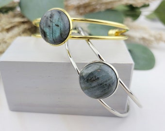 Labradorite Bracelet- Gemstone Crystal Stone Bangle Cuff