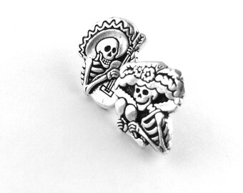 Sugar Skull Earrings In Sterling Silver | Day Of The Dead Jewelry - Foto 5