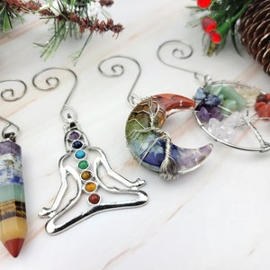 1pcs/4pcs Chakra Stones Ornaments - Mindfulness Gift - Rainbow Gemstone Ornaments - Christmas Tree Decorations