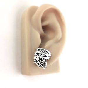 Day of the Dead Earring Studs Sterling Silver Sugar Skull Earrings Dia De Los Muertos Mismatched Stud Earrings Skull Stud Men Women image 5