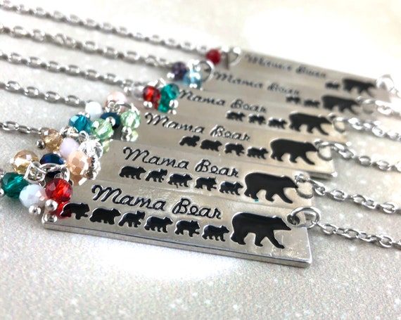 Mama bear 2024 necklace with birthstones