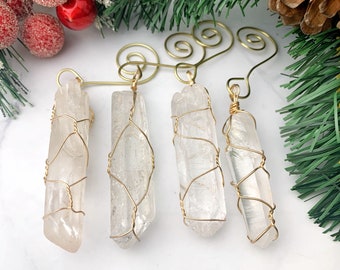 1pcs/4pcs Clear Quartz Crystal Ornament Set - Wire Wrap Crystal Icicles - Hanging Tree Decor - Healing Crystals