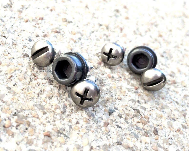 Screw Studs Triple/ Double Piercing Earrings Stud Earring Etsy