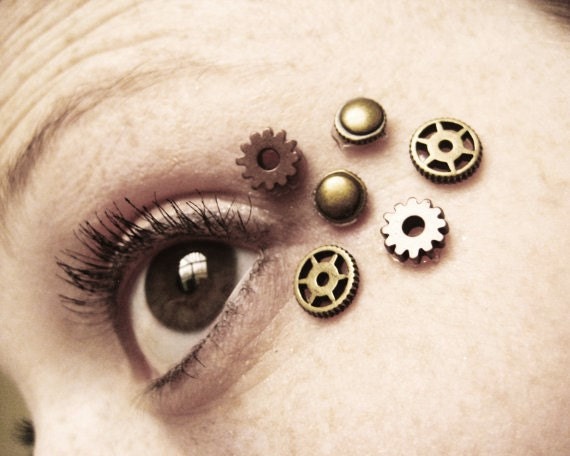 6pcs Eye Decals Womens Steampunk Clothing Steampunk Accessories Steampunk  Mask Clock Part Gears 