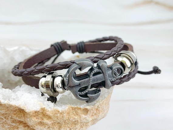 Genuine Leather Gold Anchor Bracelet – Zorrado