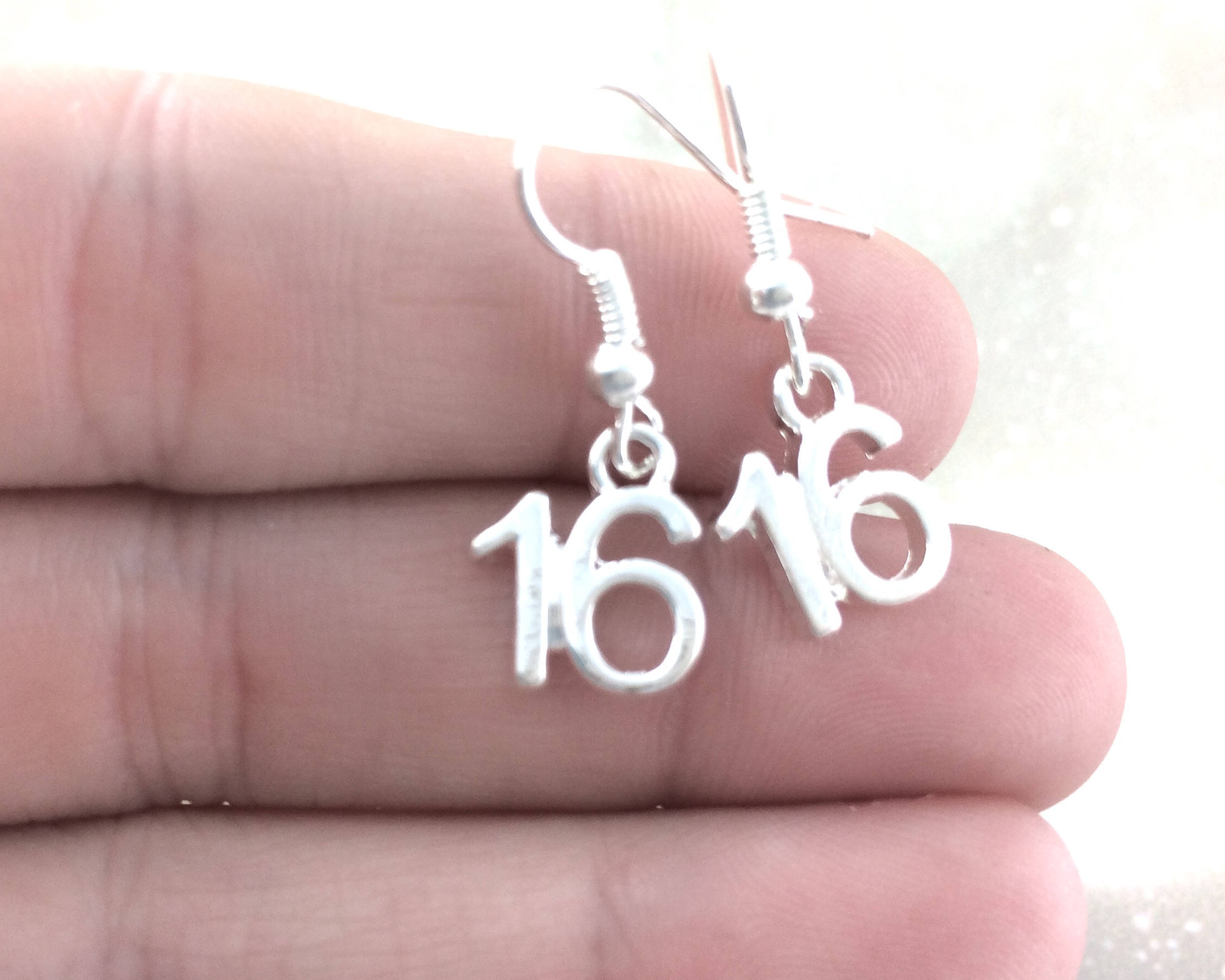 Sweet 16 Earrings Number Earrings Sweet 16 Gift Teenage Etsy