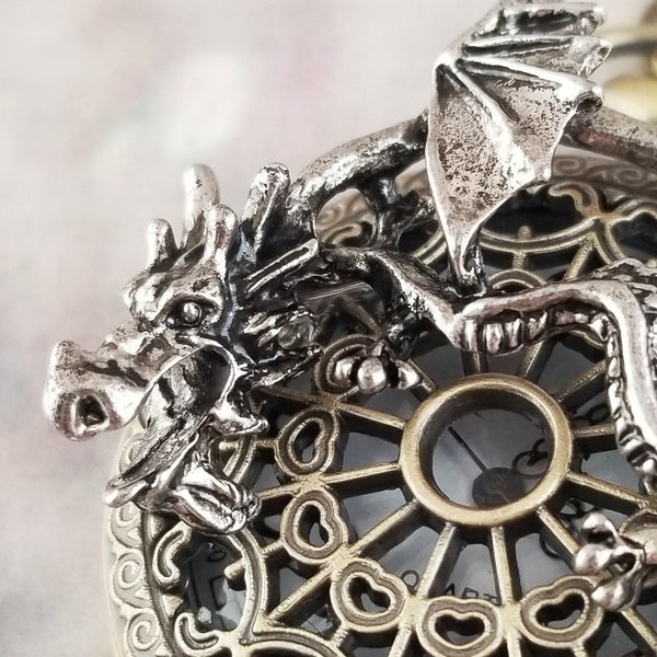 Dragon Pocket Watch - Dragon Pendant - Dragon Necklace - Steampunk Pocket Watch - Vintage Pocket Watch