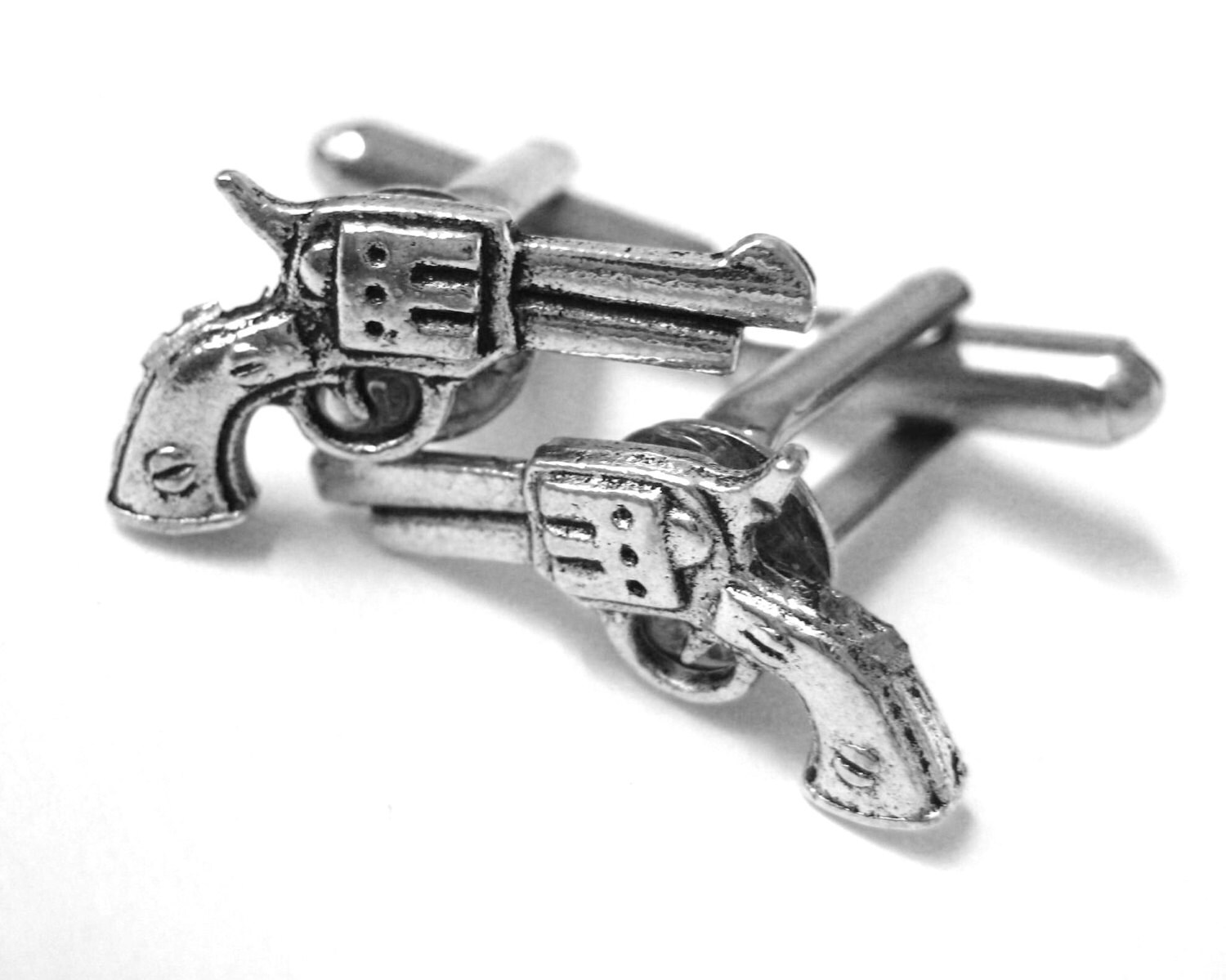 Silver Gun Cufflinks Western Wedding Cuff Links Mens Etsy
