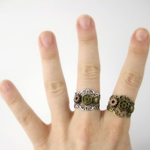 Steampunk Jewelry Steampunk Ring Women Cogs and Gears Ring Silver or Gold Filigree Ring Fallout image 5