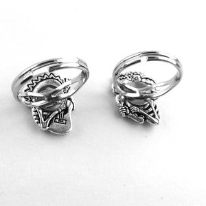 Sugar Skull Jewelry Silver Sugar Skull Ring Day of The Dead Jewelry Dia De Los Muertos Jewelry Best Friend Rings For Two 2 image 4