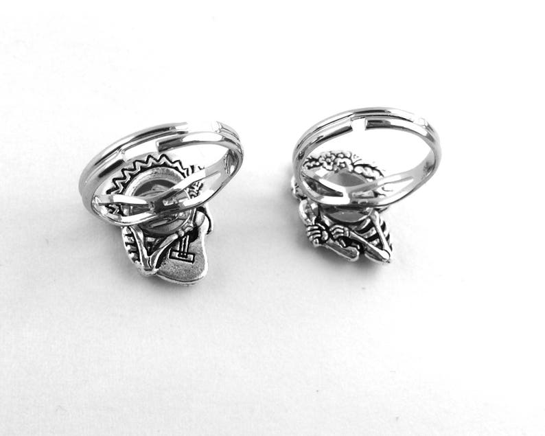 Sugar Skull Jewelry Silver Sugar Skull Ring Day of The Dead Jewelry Dia De Los Muertos Jewelry Best Friend Rings For Two 2 image 4