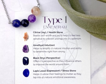 Naszyjnik z kamieni szlachetnych z enneagramem – typ enneagramu 1 – biżuteria lecznicza
