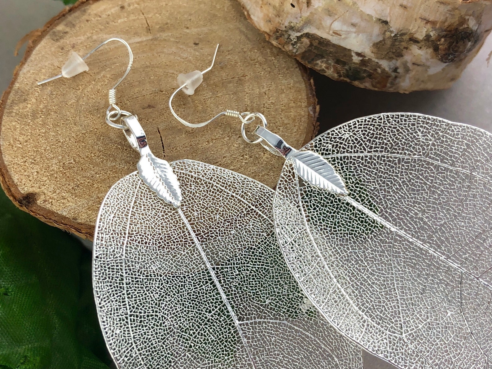 Real Leaf Earrings Sterling Silver Earrings Large Etsy