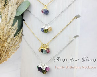 Family Birthstone Necklace - Mom Necklace - Gift For Mom - Grandma Gift