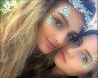 Mermaid Cosplay Makeup Face Bindi Adult Toddler Girls Kids Women Mermaid Halloween Costume Accessory Music Festival Clothing Scales