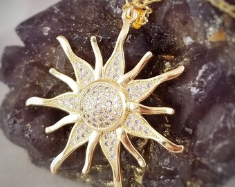 Collier soleil doré - Collier soleil - Pendentif soleil - Soleil doré