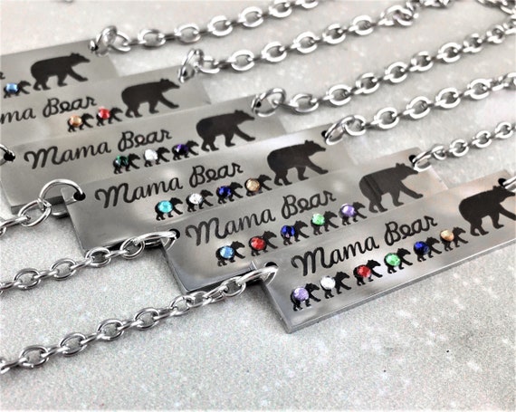 Mama bear necklace with cheap birthstones