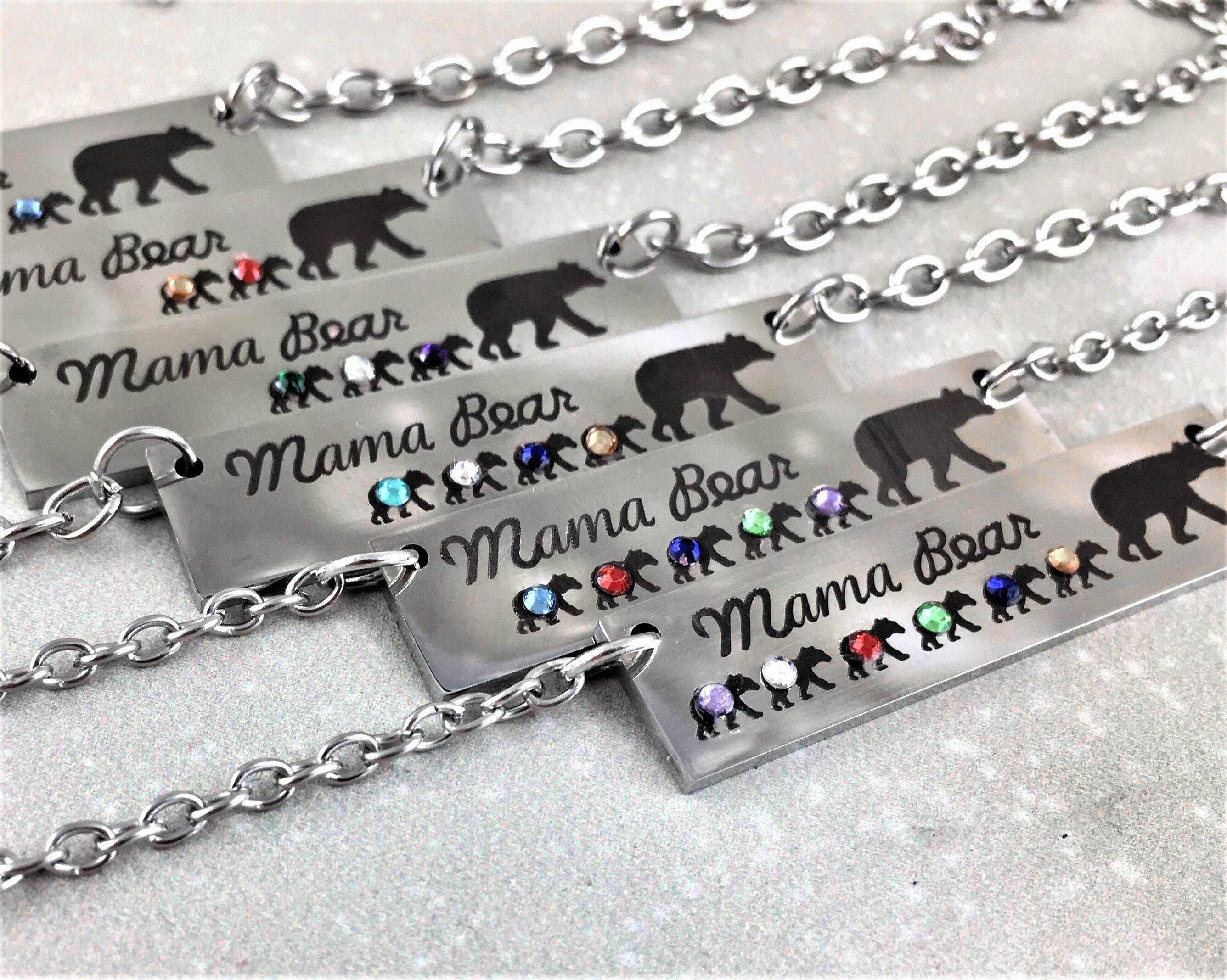 Mama Bear Necklace With Cubs Birthstone 