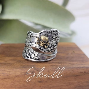 Silver Spoon Ring Thumb Ring Cat Elephant Skull Ring Skull