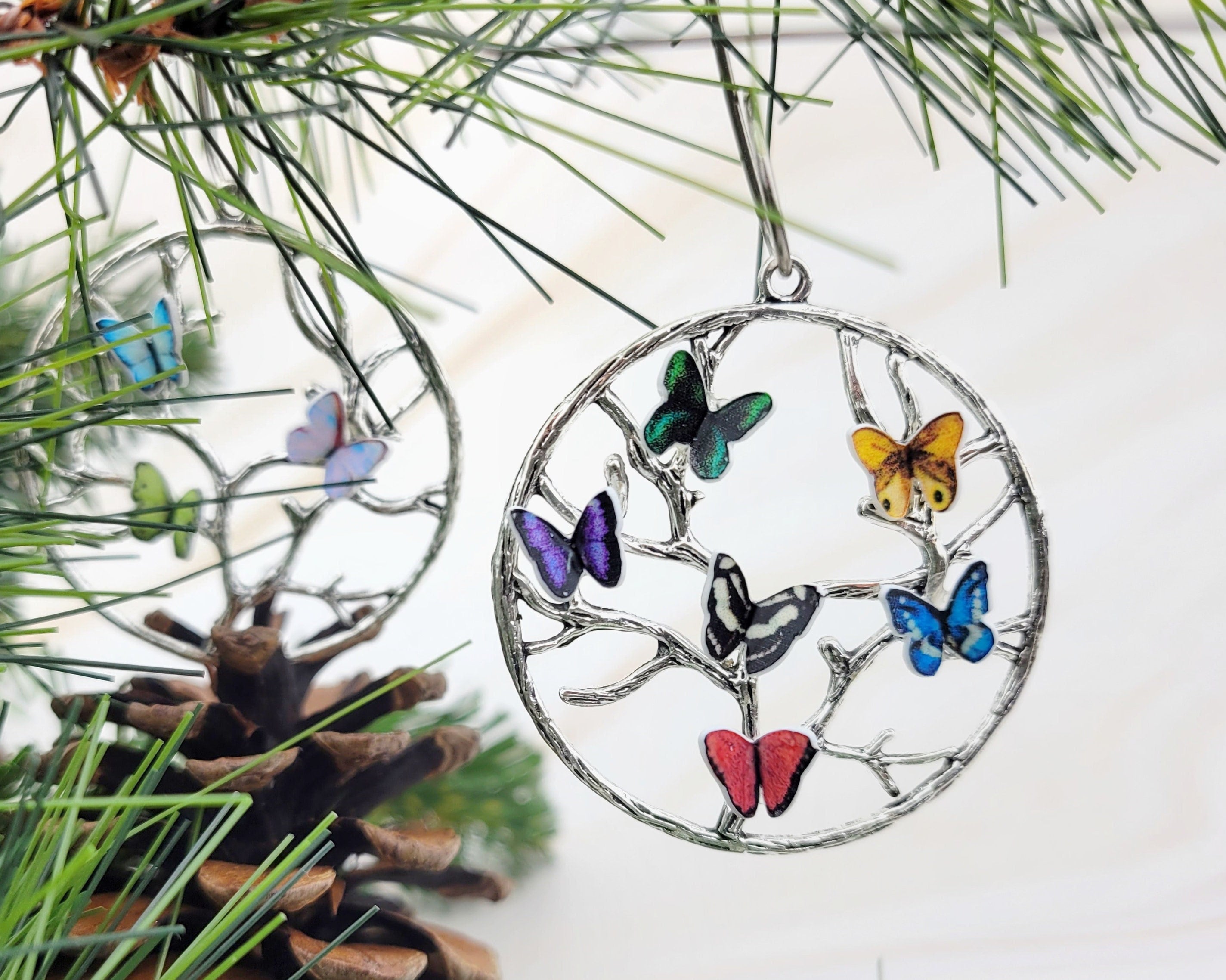 3 Pieces Butterfly Christmas Tree Hanging Ornament Rhinestone Butterfly  Decorations Xmas Butterfly Tree Hanging Set Butterfly Gift Keepsake  Colorful