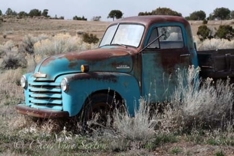 Old Blue Chevy Pickup vintage memorabilia Rusty turquoise | Etsy