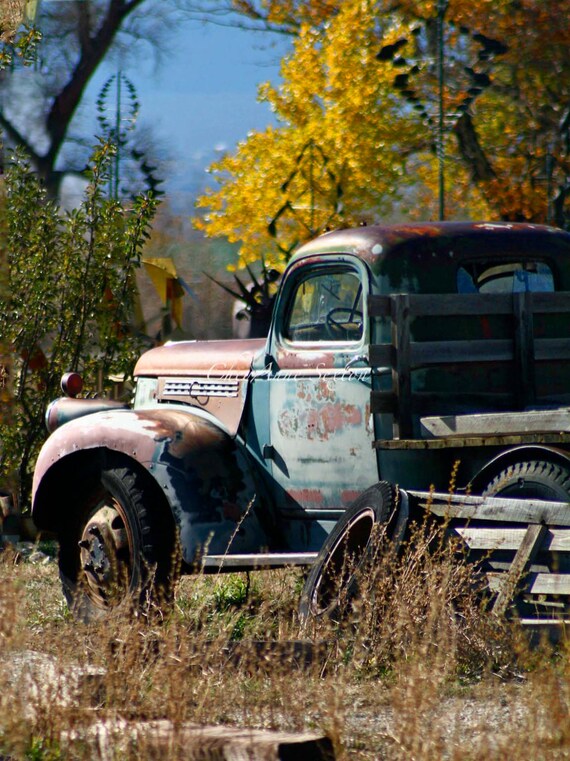Abandoned Junkyard Truck Pickup Old Vintage Memorabilia Rusty Farm Truck Autumn Summer New Mexico Field Giclee Photograph