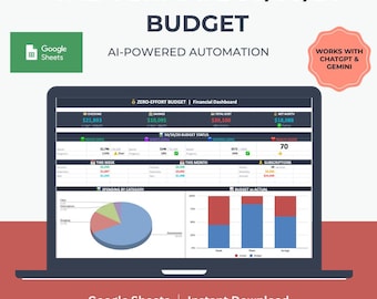 AI Budget Spreadsheet | 50/30/20 Google Sheets Planner (Digital Finance Template)