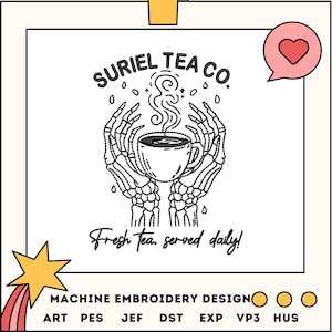 Fantasy lover Embroidery Designs, Suriel tea Machine Embroidery, Bookish Digital Embroidery Patterns, Instant Download Files fantasy lover