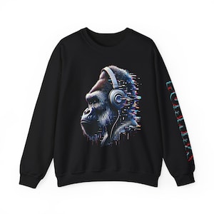 Cyberpunk Sweatshirt Techwear Heavyweight Crewneck Futuristic Glitch Streetwear Pullover Unisex Aesthetic Graphic Sweatshirt