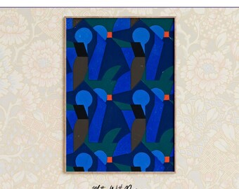 Impresión geométrica Art Déco, diseño textil vintage (descarga digital)