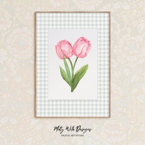 Pink Tulip Watercolor Print: Cottagecore Farmhouse Decor (Digital Downloadable Wall Art, Printable) — Matty With Designs Décor