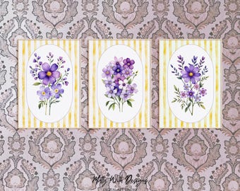 Watercolor Wildflower Prints: Botanical Art Set of 3 (Digital Download)