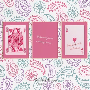 Pink Playing Card Prints: Ace & Queen of Hearts, Retro Girly Decor (Digital Downloadable Wall Art, Printable) — Matty With Designs Décor