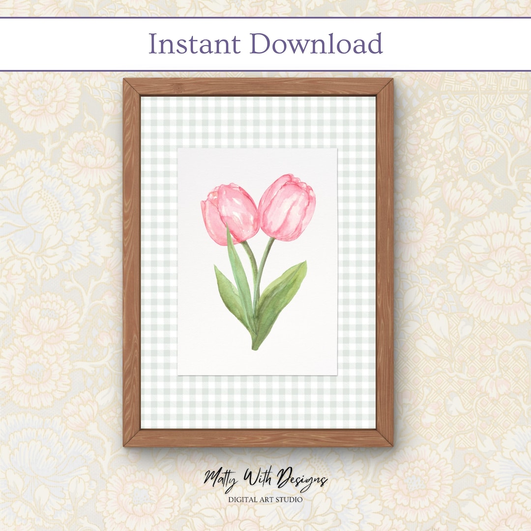 Watercolor Pink Tulip Print | Cottagecore Floral Art | Spring Decor ...