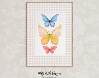 Lámina de mariposa en acuarela: Arte infantil caprichoso (Descarga digital)