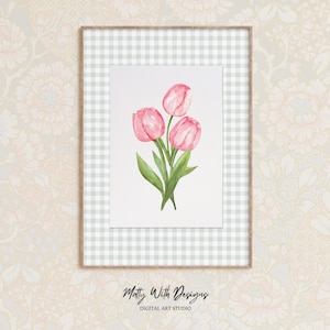 Watercolor Tulip Print: Vintage Cottagecore Floral Art (Digital Downloadable Wall Art, Printable) — Matty With Designs Décor