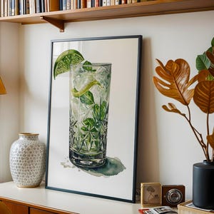 Lime Green Cocktail Alcohol Digital Print Artwork