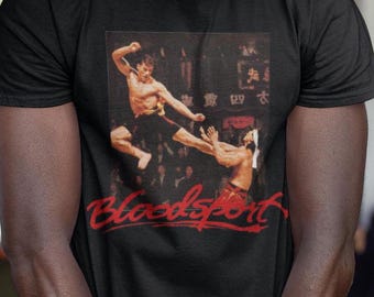 Camiseta Bloodsport, Jean Claude Van Damme, camiseta retro de artes marciales, camiseta de fanático de películas de acción, camiseta con gráficos de películas clásicas, camiseta vintage de kickboxing