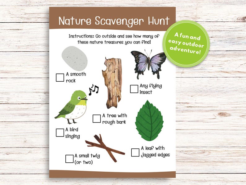 Printable Nature Scavenger Hunt for Kids – Outdoor Activity (PDF) - Etsy