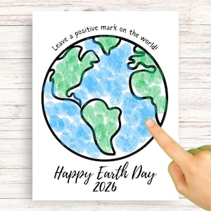 Manualidad con huellas dactilares para el Día de la Tierra / Arte con globo terráqueo para niños (Descarga digital)
