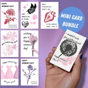 Cartes de la journée internationale de la femme, carte de remerciement imprimable pour amis famille collègues, mini carte fête de la femme le 8 mars fête de la femme