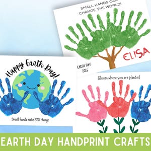 Kit di attività creative con impronte di mani per la Giornata della Terra / Attività stampabili per bambini (download digitale)