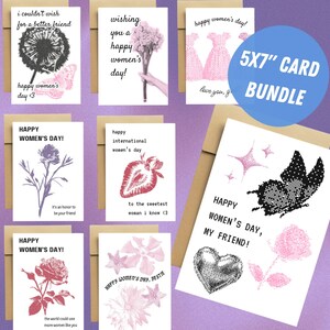 Cartes de la journée internationale de la femme, imprimable 5 x 7 cartes de remerciements pour amis famille collègues, célébrer le féminisme 8 mars journée de la femme