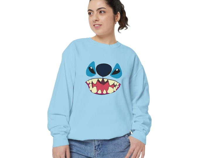 Stitch Face Sweatshirt | Cute Alien Mouth Graphic