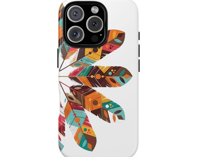 Colorful Feather Phone Case: Bohemian Style, Durable Dual Layer Protection